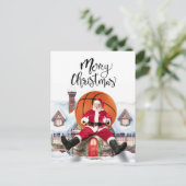 Basketball Santa Claus spielt mit Weihnachten (Stehend Vorderseite)