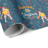 Basketball Santa Claus spielt mit Weihnachten Geschenkpapier (Rolleneckpunkt)