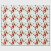 Basketball Santa Claus spielt mit Weihnachten Geschenkpapier (Flach)