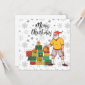 Basketball Santa Claus spielt mit Weihnachten Karte (Vorderseite/Rückseite Beispiel)