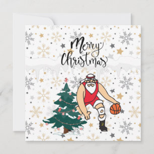 Basketball Santa Claus spielt mit Weihnachten Karte