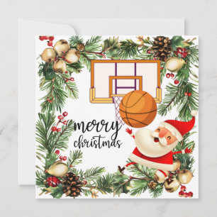 Basketball Santa Claus spielt mit Weihnachten Karte