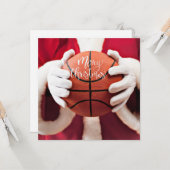 Basketball Santa Claus spielt mit Weihnachten Karte (Vorderseite/Rückseite Beispiel)
