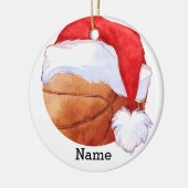 Basketball Santa Claus spielt mit Weihnachten Keramik Ornament (Links)