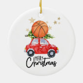 Basketball Santa Claus spielt mit Weihnachten Keramik Ornament (Hinten)