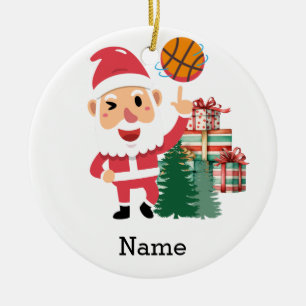 Basketball Santa Claus spielt mit Weihnachten Keramik Ornament