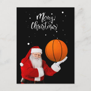 Basketball Santa Claus spielt mit Weihnachten Postkarte