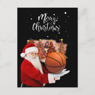 Basketball Santa Claus spielt mit Weihnachten Postkarte