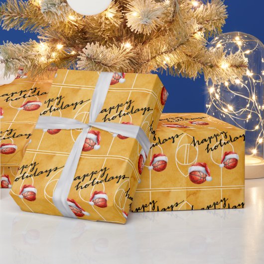 Basketball Santa Hut Frohe Feiertage Geschenkpapier (Feiertage)