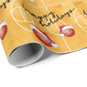 Basketball Santa Hut Frohe Feiertage Geschenkpapier (Rolleneckpunkt)