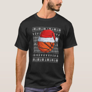 Basketball Santa Hut Weihnachten Lustiger Ball San T-Shirt