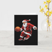 Basketball Santa Slam Dunk Ugly Weihnachten Karte (Gelbe Blume)