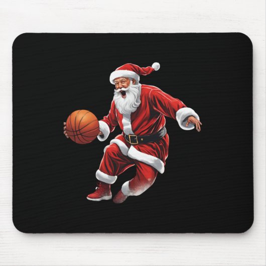 Basketball Santa Slam Dunk Ugly Weihnachten Mousepad (Vorne)