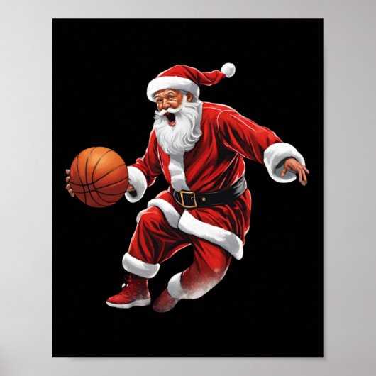 Basketball Santa Slam Dunk Ugly Weihnachten Poster (Vorne)