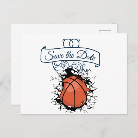 Basketball Save the Date Hochzeit Einladungspostkarte (Vorne/Hinten)