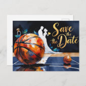 Basketball Save the Date Hochzeit Einladungspostkarte (Vorne/Hinten)