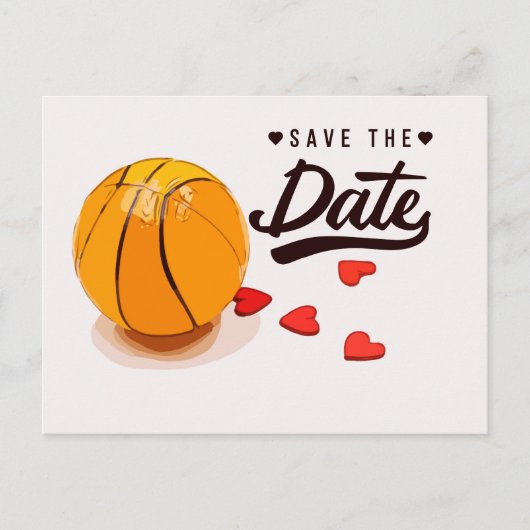 Basketball Save the Date Hochzeit Einladungspostkarte (Vorderseite)