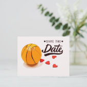 Basketball Save the Date Hochzeit Einladungspostkarte (Stehend Vorderseite)
