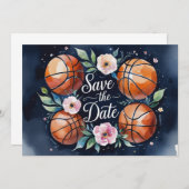Basketball Save the Date mit Basketball Einladung (Vorne/Hinten)