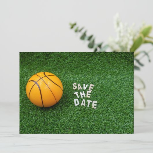 Basketball Save the Date mit Basketball grün Einladung (Stehend Vorderseite)