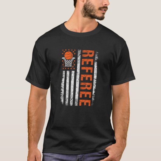 Basketball-Schiedsrichter Amerikanische Flaggenspo T-Shirt (Vorderseite)