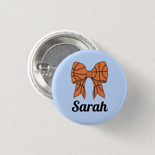 Basketball-Schleifen-Bogen individuell anfertigbar Button (Vorne & Hinten)