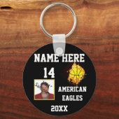 Basketball-Schlüsselanhänger mit Flamme-Foto Schlüsselanhänger (Vorderseite)