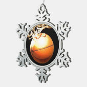 Basketball Schneeflocken Zinn-Ornament (Rechts)