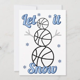 Basketball-Schneemann Lass es schneien Flache Weih Feiertagskarte