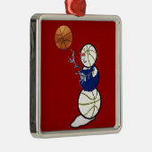 Basketball-Schneemann Silbernes Ornament (Rechts)