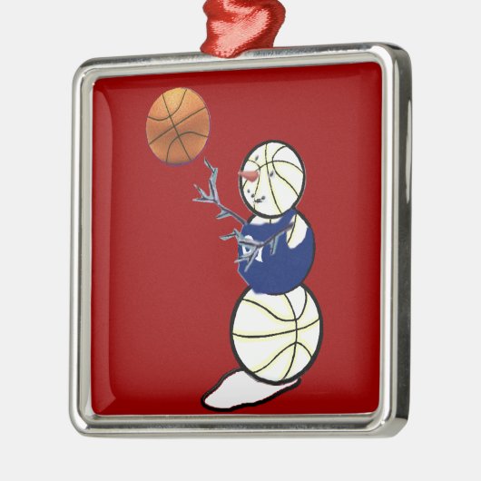 Basketball-Schneemann Silbernes Ornament (Links)
