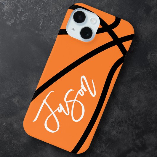 Basketball, schwarz-orange individuelle Name Case-Mate iPhone Hülle