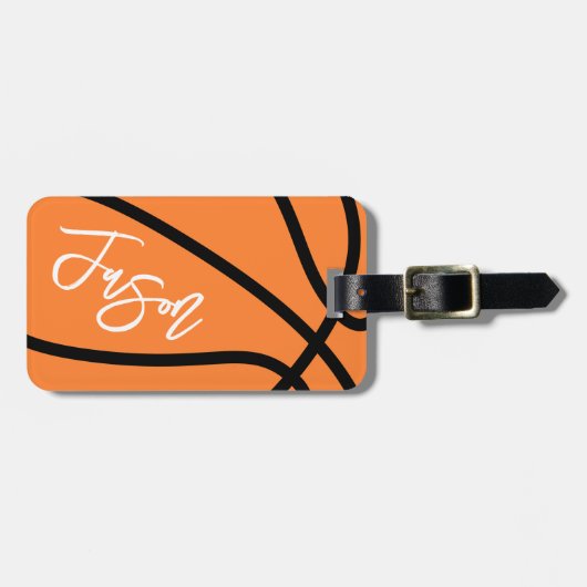 Basketball, schwarz-orange individuelle Name Gepäckanhänger (Vorderseite horizontal)