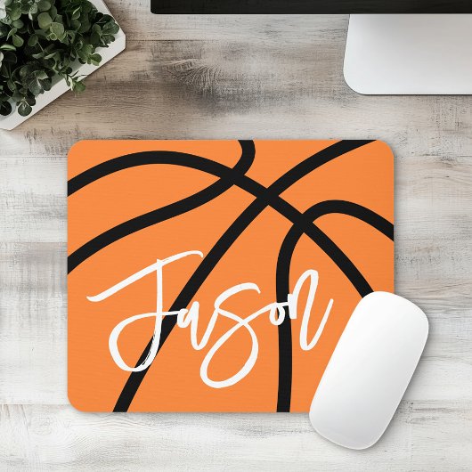 Basketball, schwarz-orange individuelle Name Mousepad