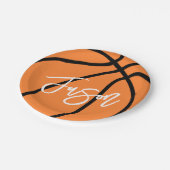 Basketball, schwarz-orange individuelle Name Pappteller (Schrägansicht)