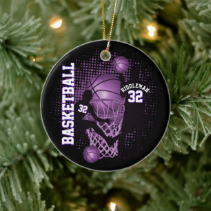 Basketball 🏀 - Schwarz und Lila Keramik Ornament