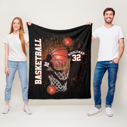 Basketball - Schwarz und Orange - DIY Text Fleecedecke (Beispiel)