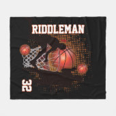 Basketball - Schwarz und Orange Fleecedecke (Vorderseite (Horizontal))
