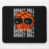 Basketball Schwarze Brille Mousepad (Vorne)