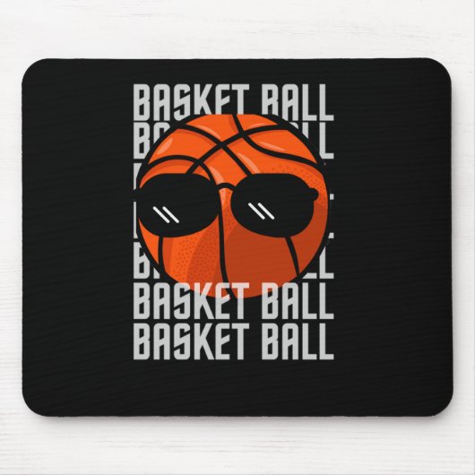 Basketball Schwarze Brille Mousepad (Vorne)