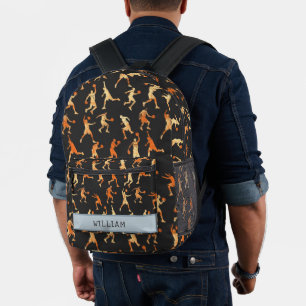 Basketball Schwarzer Individuelle Name Kinder zurü Bedruckter Rucksack