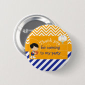 Basketball Schwarzes Haar 'Danke für das Kommen' Button (Vorne & Hinten)