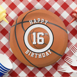 Basketball Sechzehnter Tag Sweet 16 Happy Geburtst Pappteller
