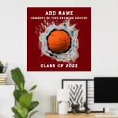 Basketball Senior Abschluss Glückwunschs Poster (Heimbüro)
