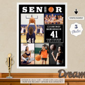 Basketball Senior Graduation 5 Photo Collage Poster