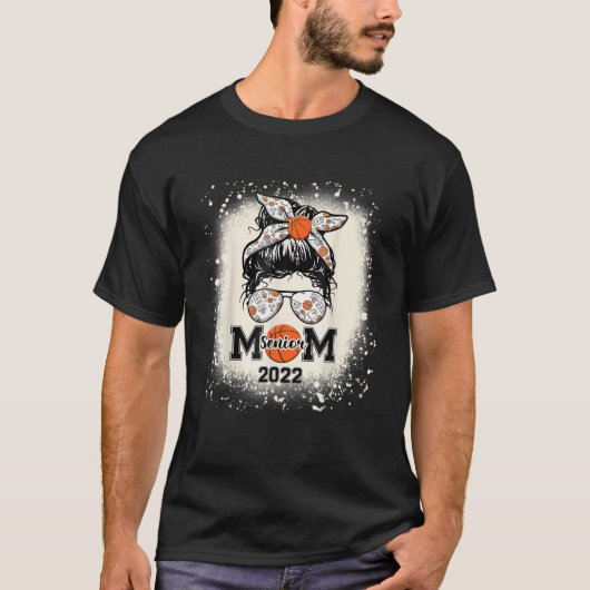 Basketball Senior Mama 2022 Messy Bun T-Shirt (Vorderseite)