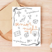 Basketball Senior Night custom year doodle design Karte