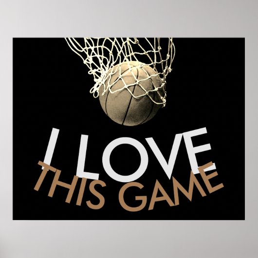 Basketball Sepia Tones Retro Look Poster (Vorne)