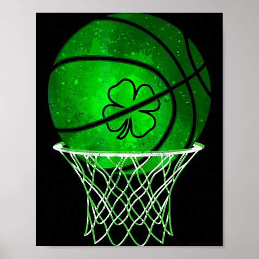 Basketball Shamrock Lucky Clover Irish St Patrick' Poster (Vorne)