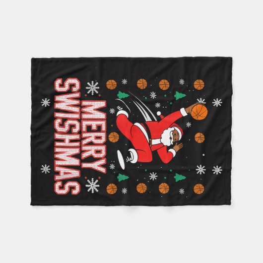 Basketball Shirt Boys Christmas Pajamas Merry Swis Fleecedecke (Vorderseite (Horizontal))